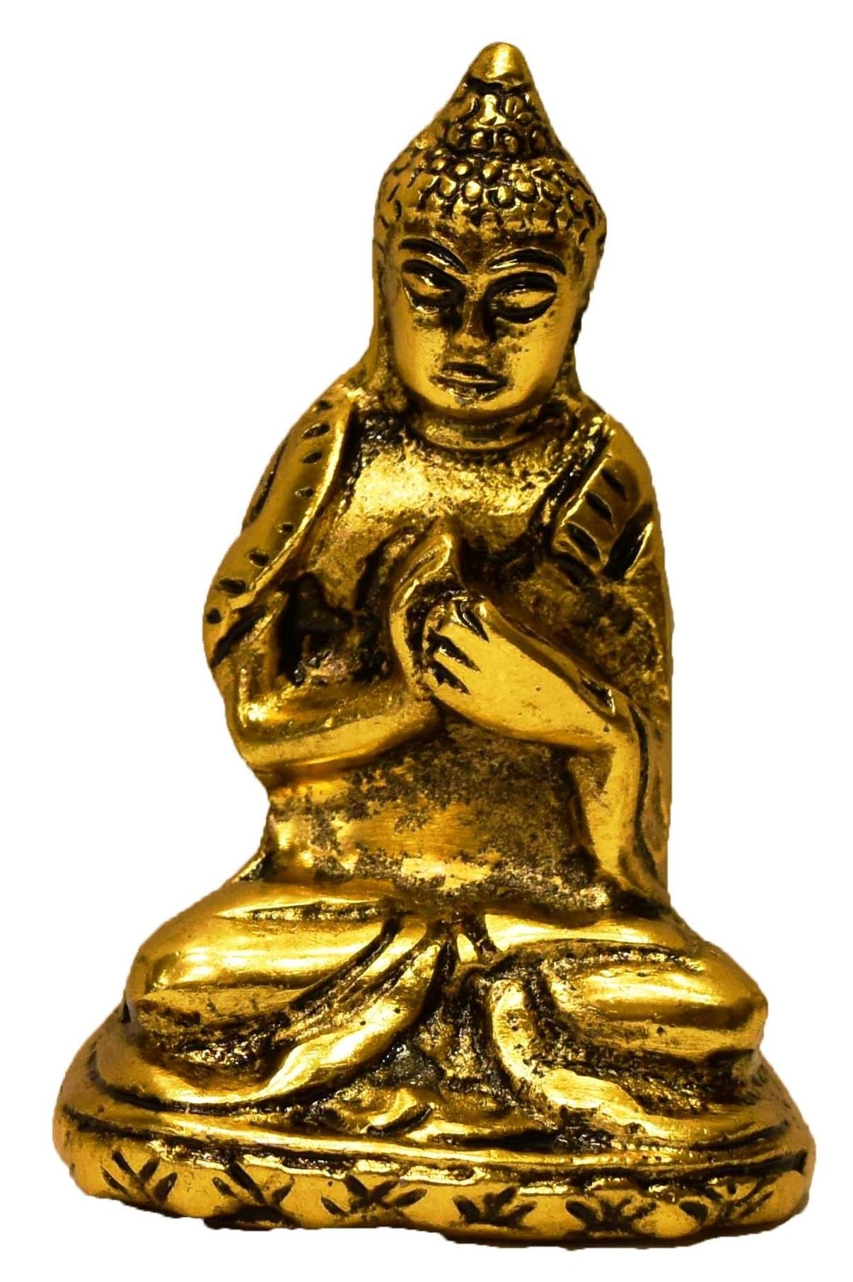 Aluminum Buddha Meditation Statue With Brass Finish