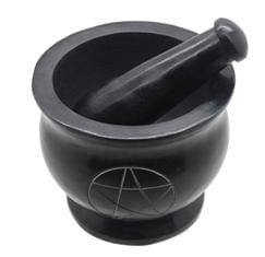 Black Pentagram Soapstone Mortar and Pestle - Image 2