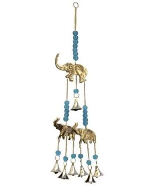 3 ELEPHANTS WITH TURQUOISE GLASS BEADS