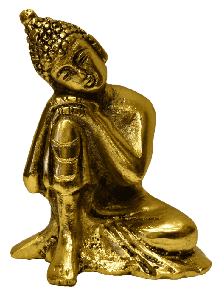 Aluminum Resting Buddha Statue Brass Finish