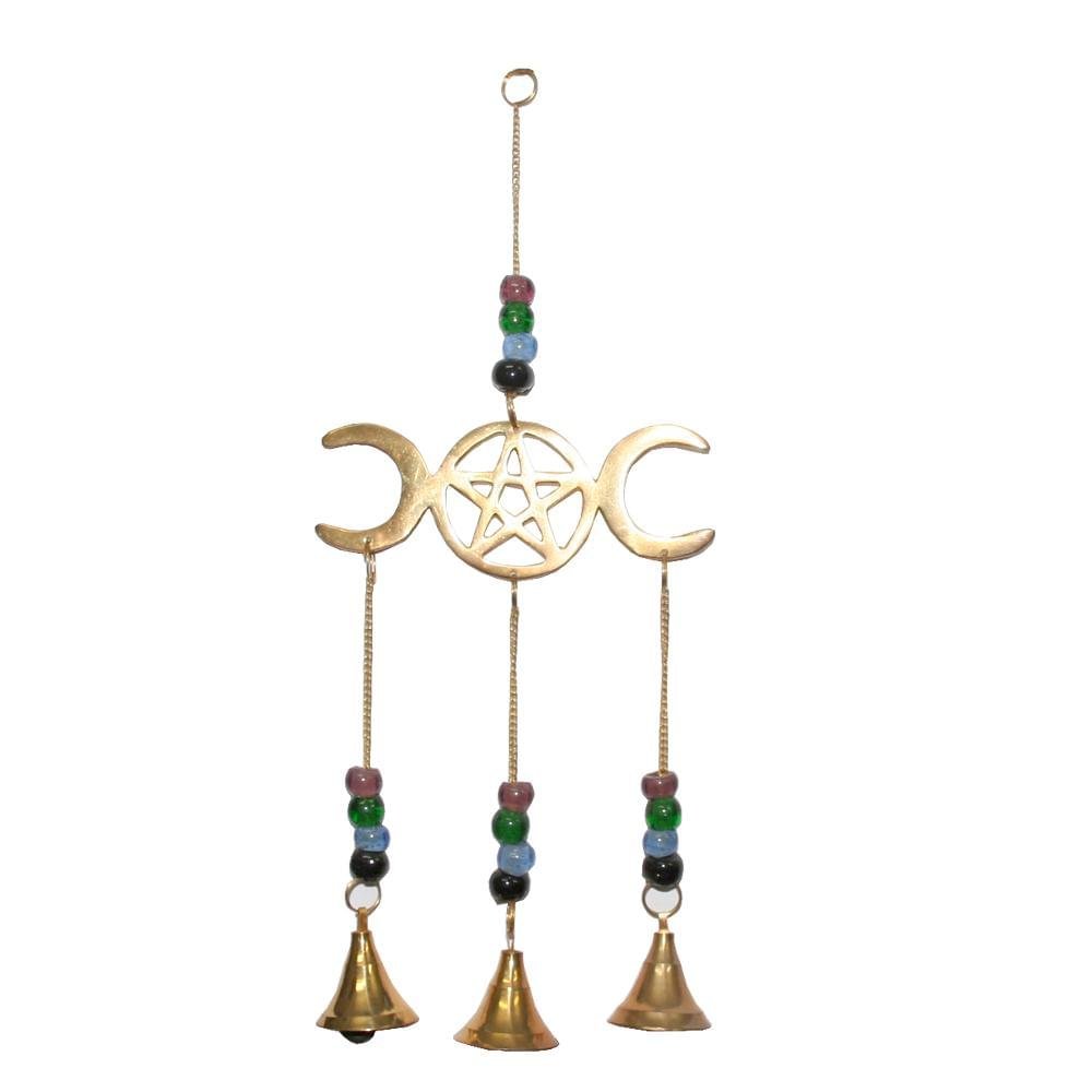 TRIPLE MOON PENTACLE BRASS BELL