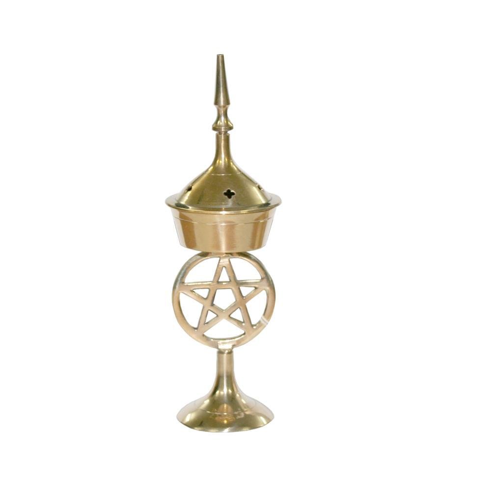 PENTACLE BRASS INCENSE BURNER 17CM