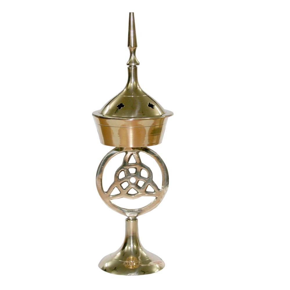 TRIQUETRA BRASS INCENSE BURNER 17CM