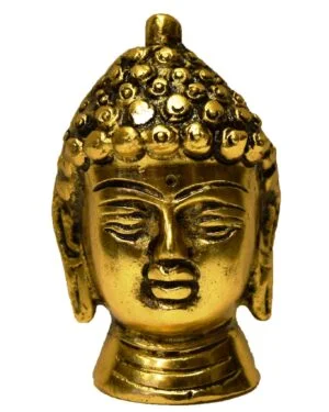 Aluminum Buddha Face Figurine with Golden Polish