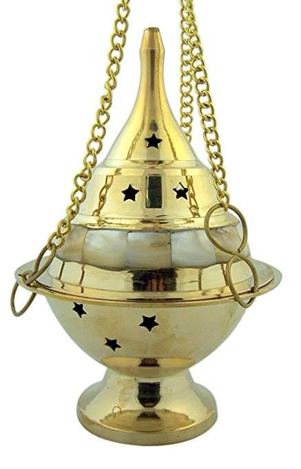 Brass Hanging Burner With Mother of Pearl