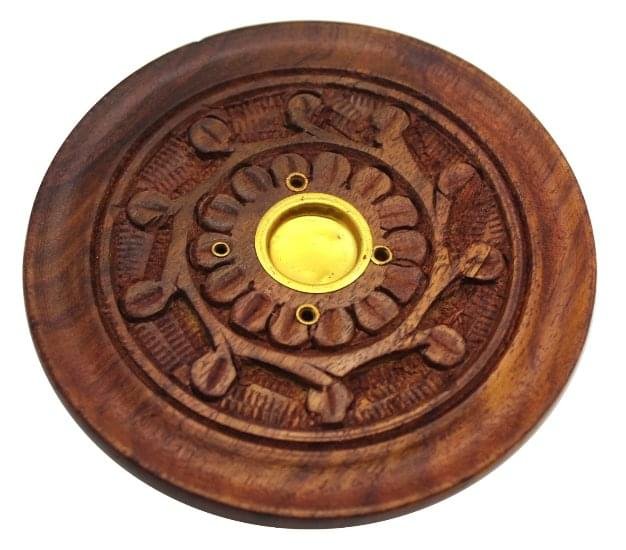 Wooden Round Incense Sticks & Cone Holder Plate - Image 3