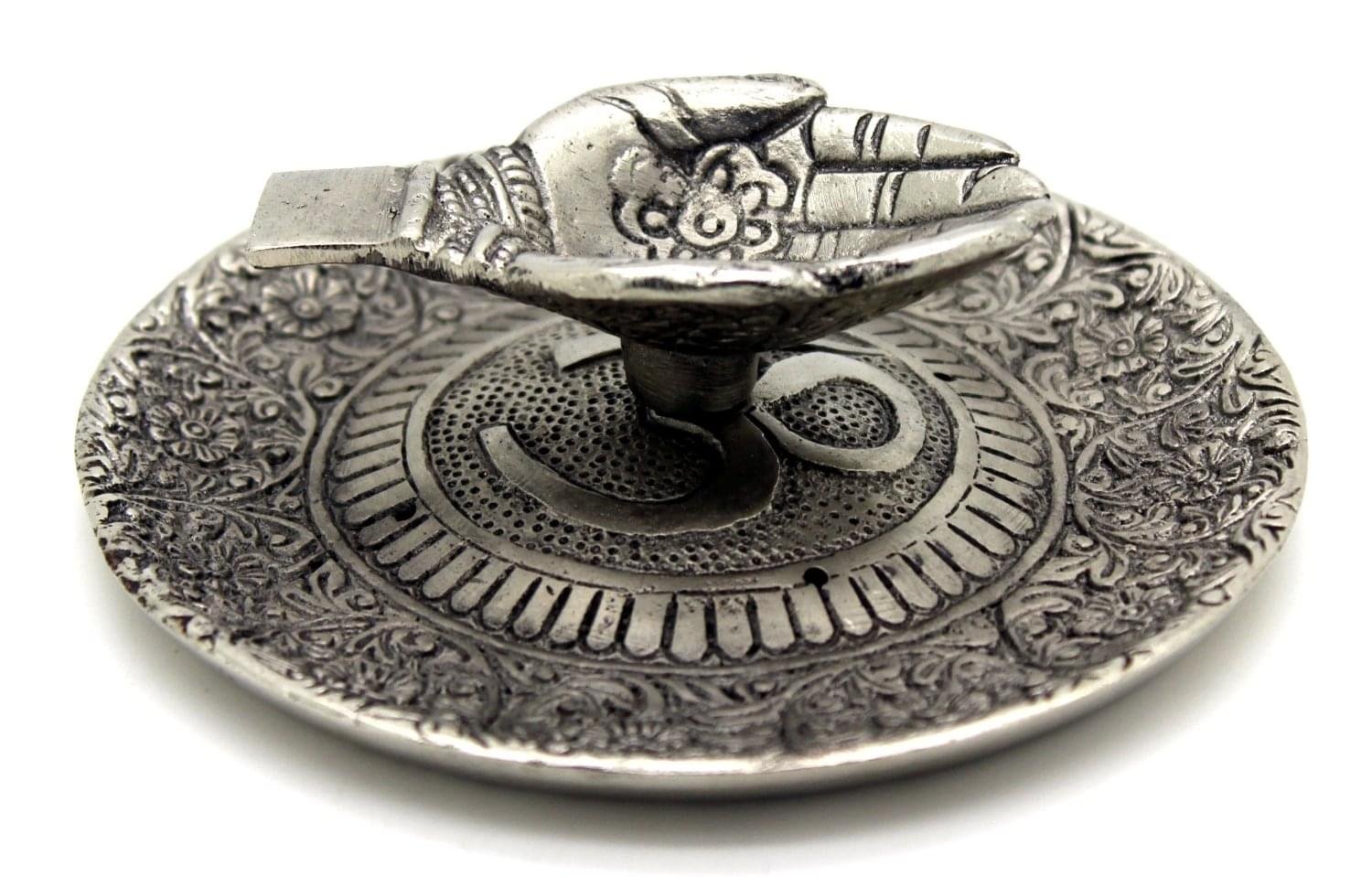 Aluminum Incense Holder Plate (with Hand & Om Design) - Image 2