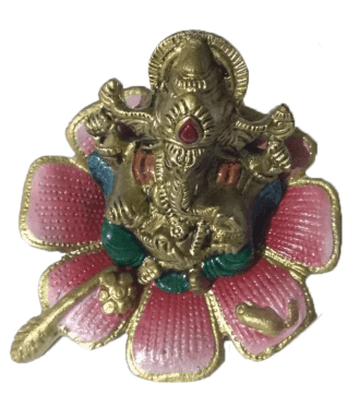 Aluminium Ganesha Sitting On Leaf