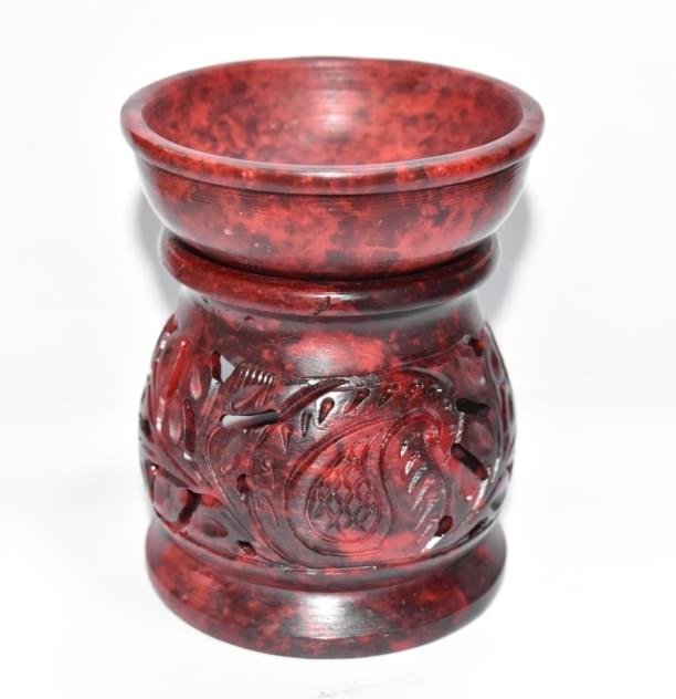 Soap Stone Oil Burner - Red (Aroma incense Burner)