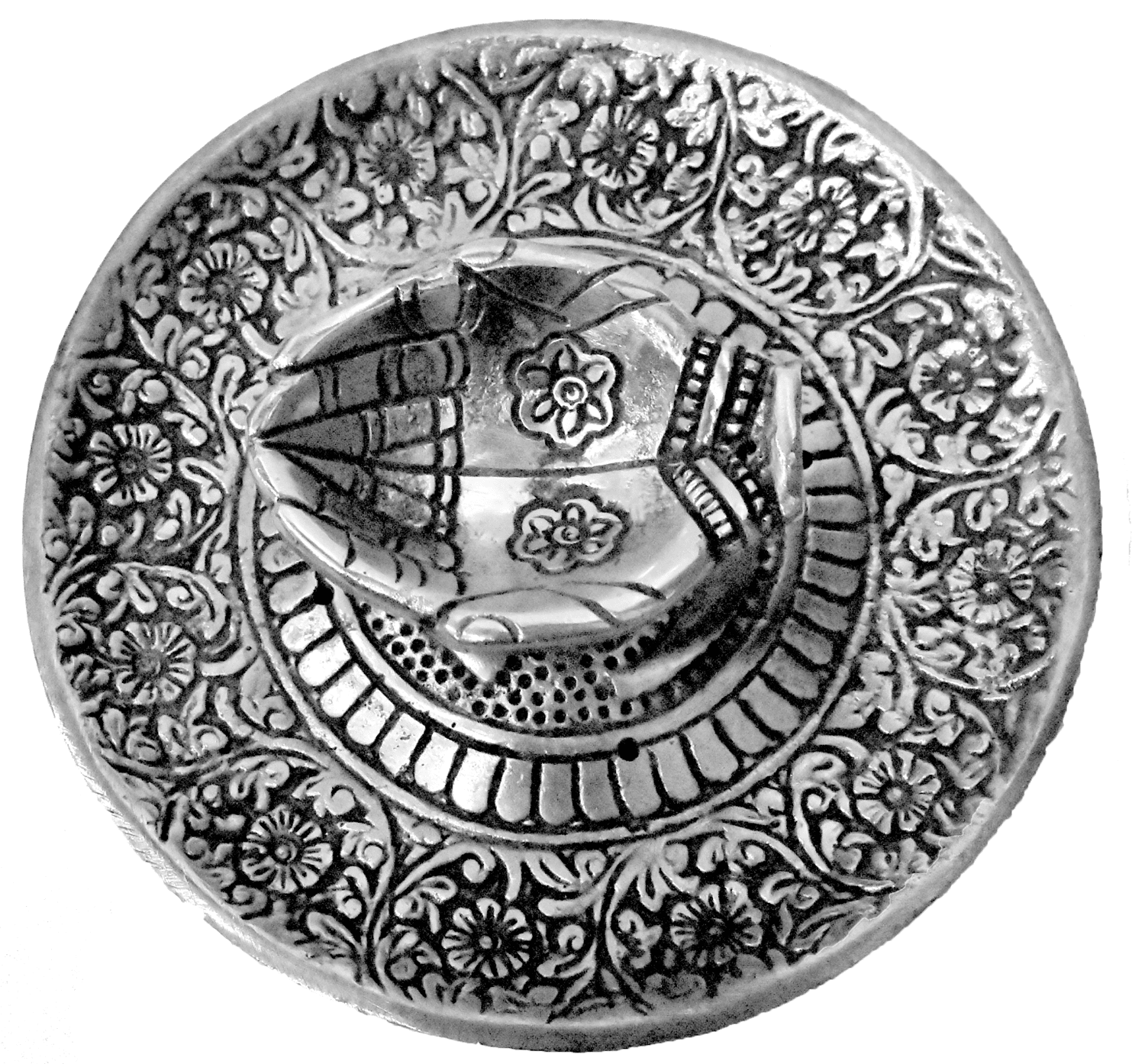 Aluminum Incense Holder Plate (with Hand & Om Design) - Image 3