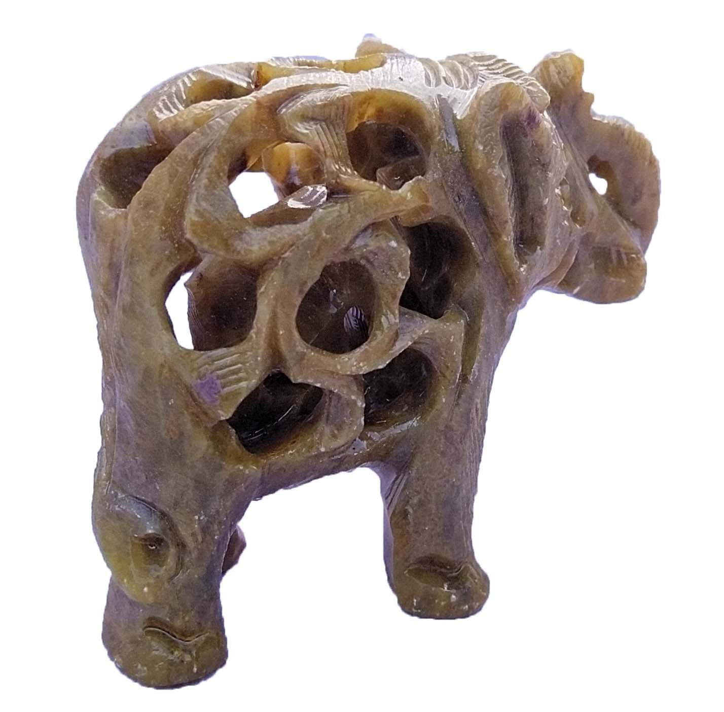 Soap Stone Elephant W/Cut Baby - Image 2
