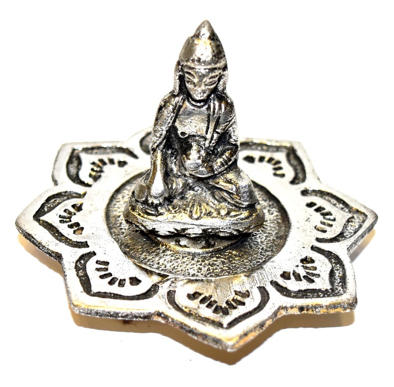 Aluminum Lotus Flower  Incense Holder Plate With Buddha