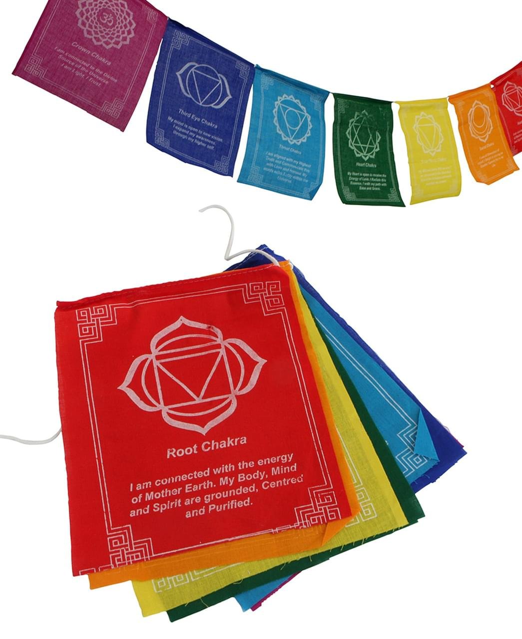 Seven Chakras Prayer Flags with Mantras