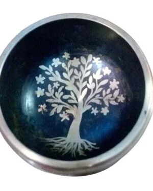 Brass Singing Bowl - Tree Of Life Design With Cushion & Cardboard Box