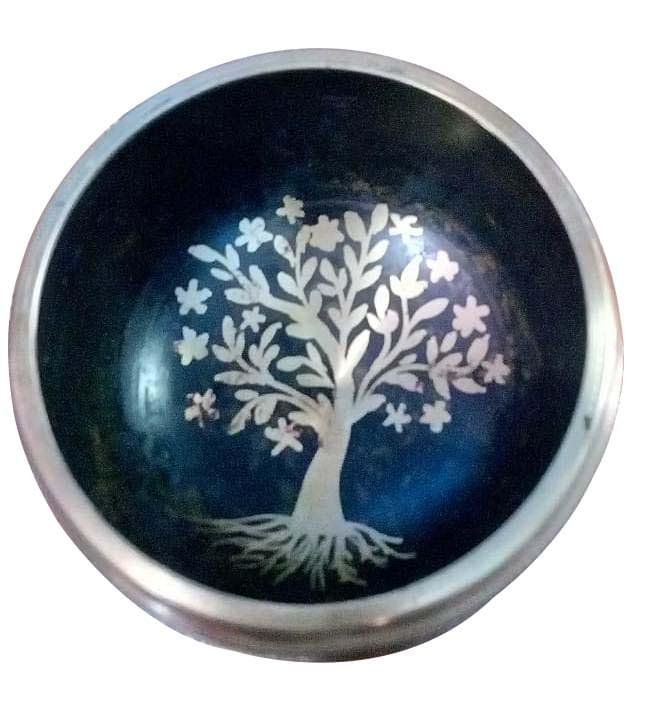 Brass Singing Bowl - Tree Of Life Design With Cushion & Cardboard Box