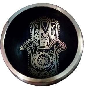 Brass Singing Bowl - Hamsa Hand Design With Cushion & Cardboard Box - Image 2