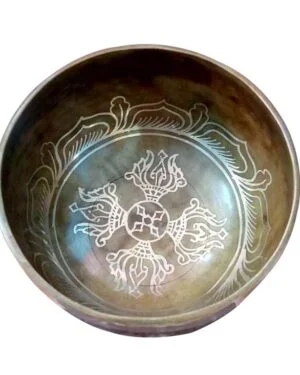 Brass Singing Bowl - Dorjee Design With Cushion & Cardboard Box