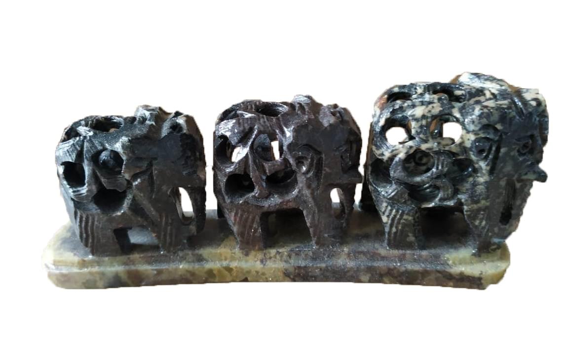 Soapstone 3 Undercut Elephant