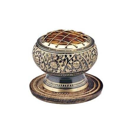 Brass Charcoal Screen Incense Burner with Wooden Coaster