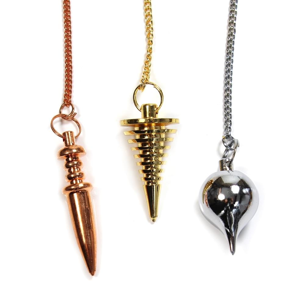 Gold/Silver/Rose Gold Long Drop Shaped Brass Pendulum With Long Chain