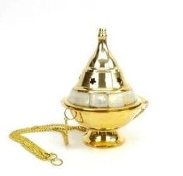Brass Hanging Burner With Mother of Pearl - Image 2
