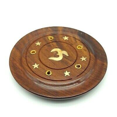 Wooden Round Incense Sticks & Cone Holder Plate - Image 2