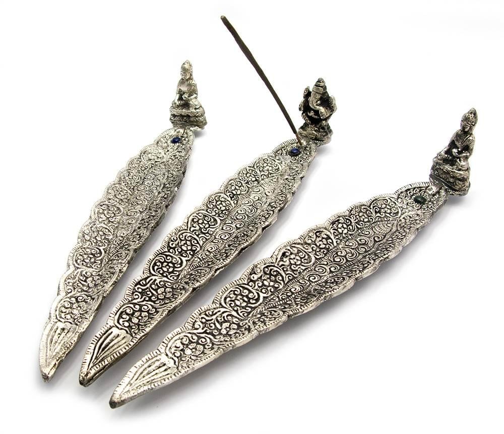 Aluminum leaf incense holder With Ganesha / Buddha