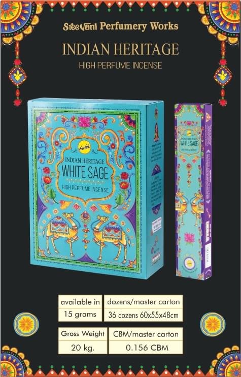 Sreevani Indian Heritage High Perfume Incense White Sage