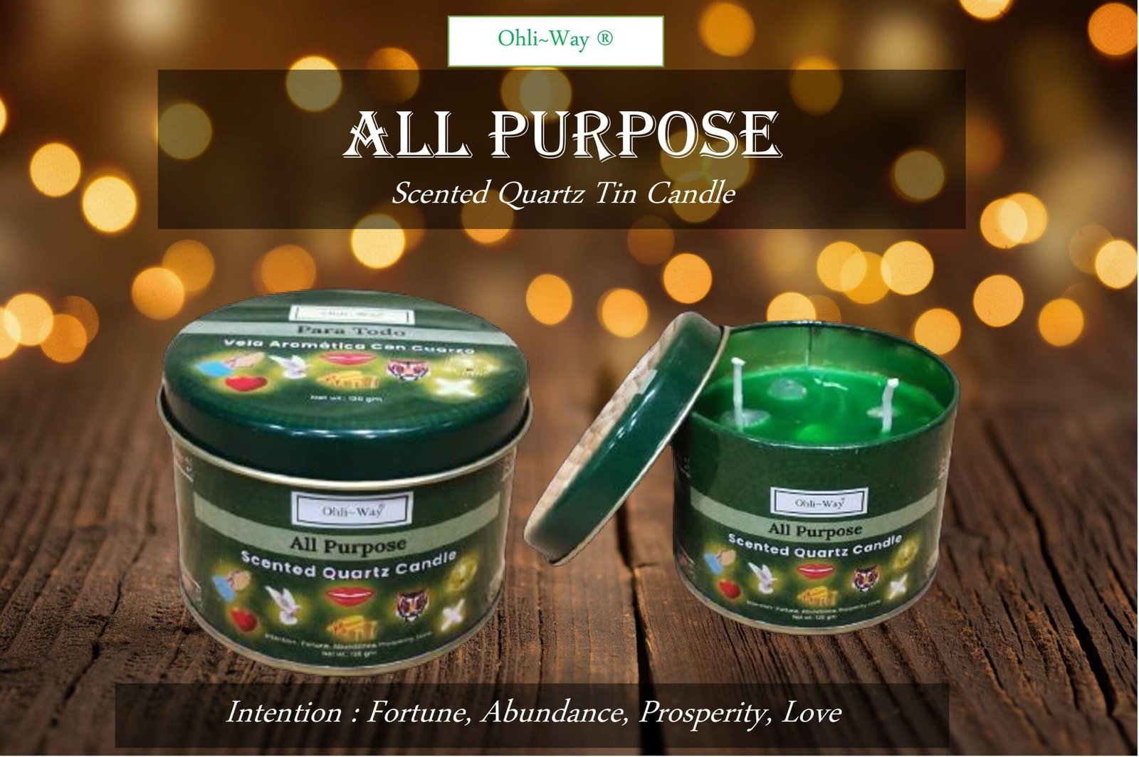 Ohli-Way Scented Quartz Tin Candle ALL PURPOSE Tin Candle