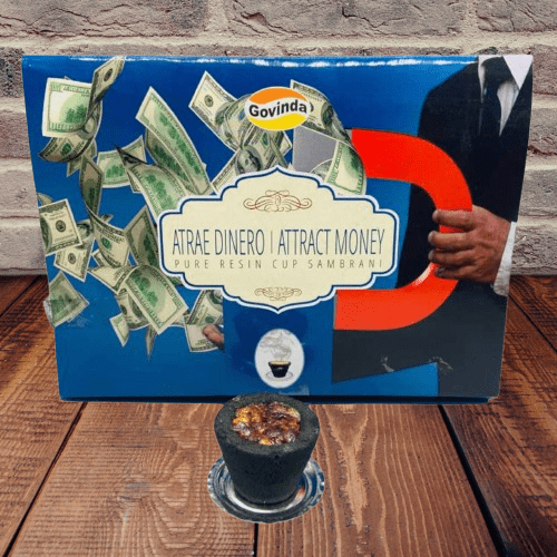 Govinda Pure Resin Incense Cup Sambrani box  of 12 Cups  Atrae Dinero I Attract Money