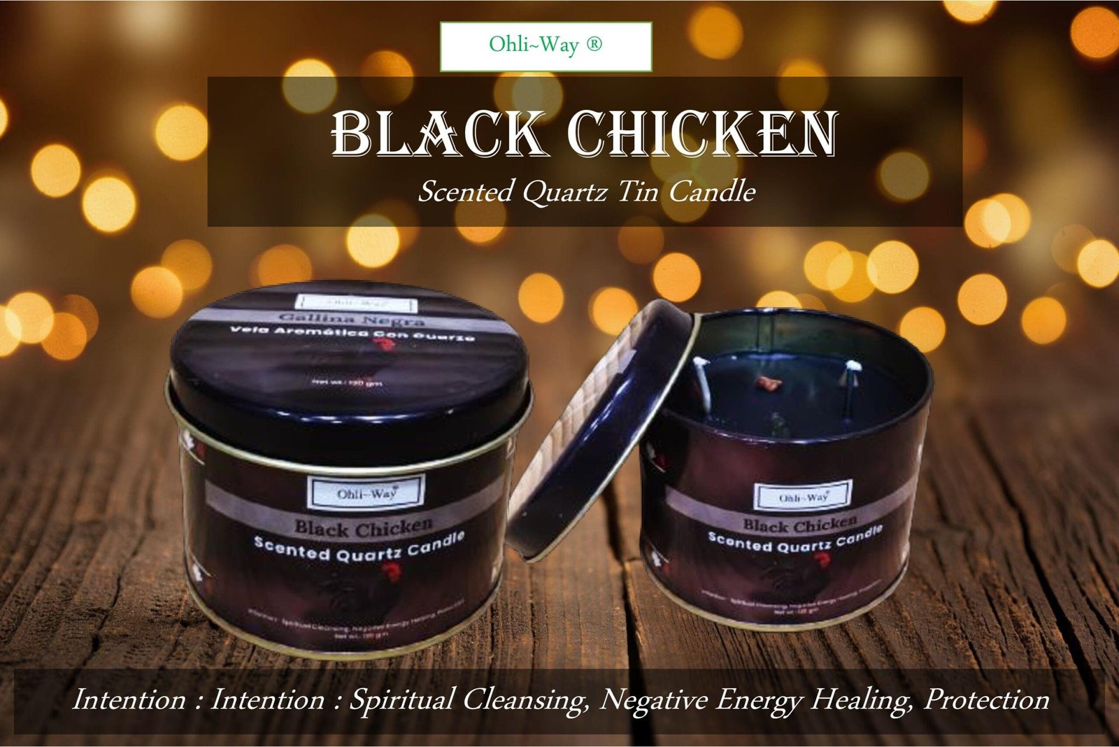 Ohli-Way Scented Quartz Tin Candle BLACK CHICKEN Tin Candle