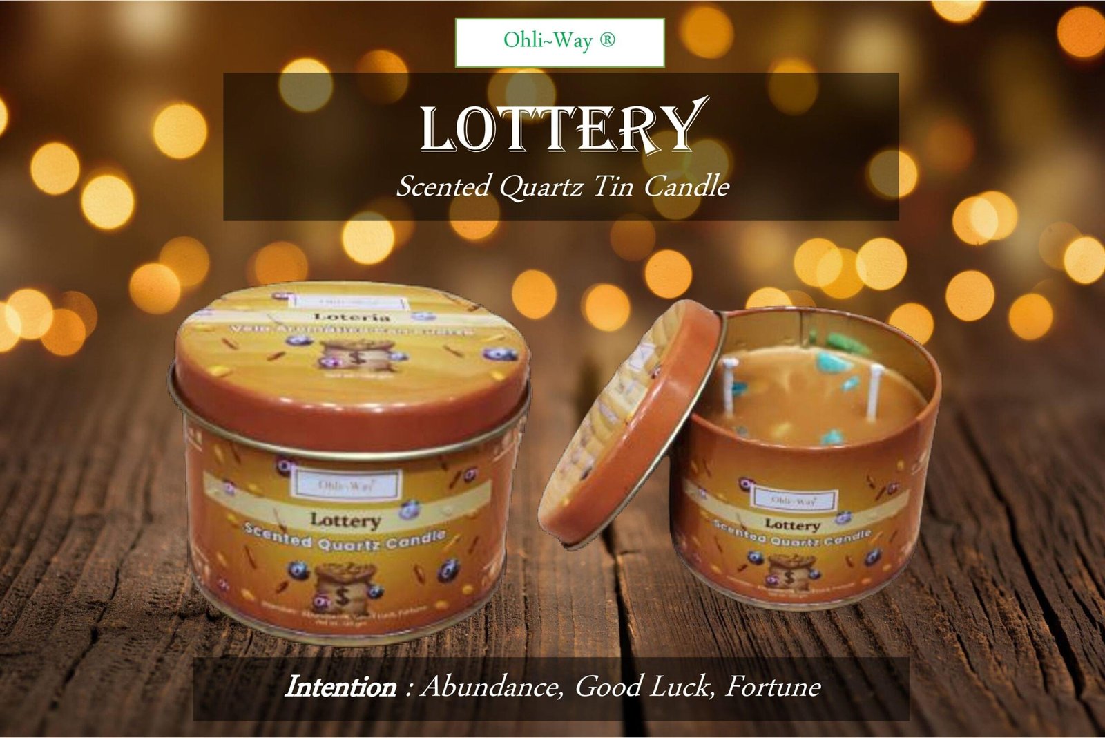 Ohli-Way Scented Quartz Tin Candle LOTTERY Tin Candle