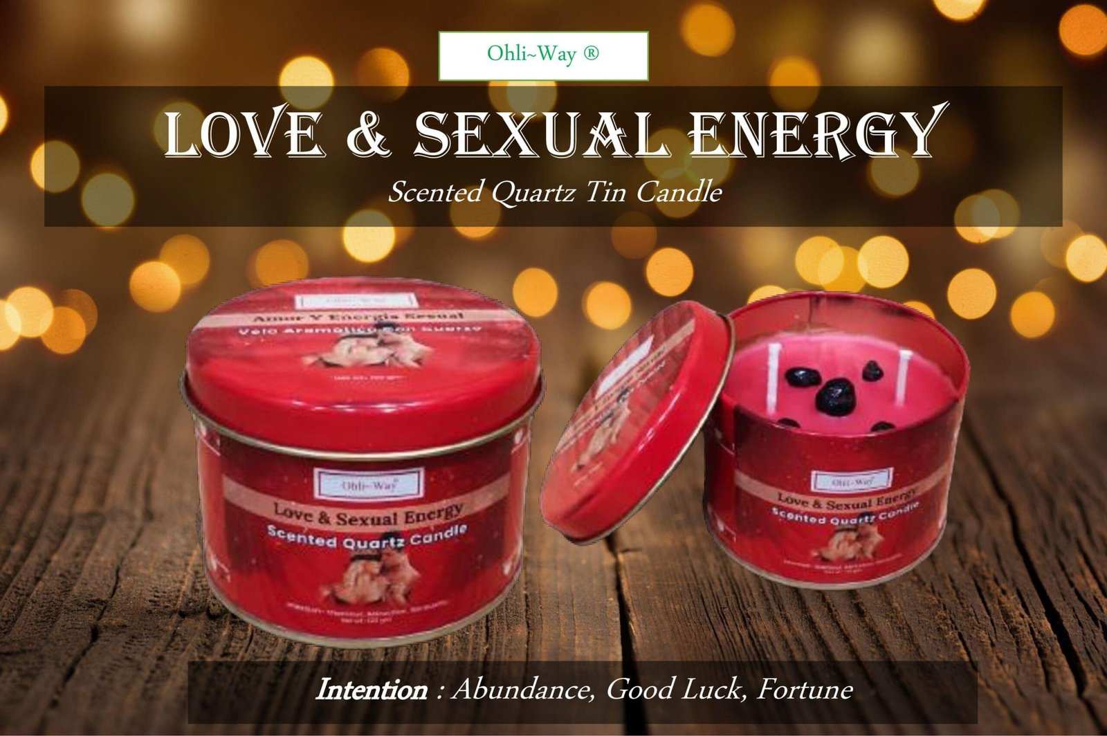 Ohli-Way Scented Quartz Tin Candle LOVE & SEXUAL ENERGY Tin Candle