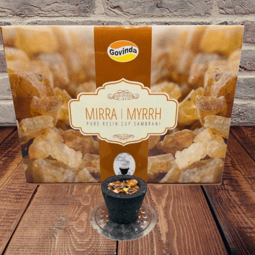 Govinda Pure Resin Incense Cup Sambrani box  of 12 Cups  Mirra I Myrrh