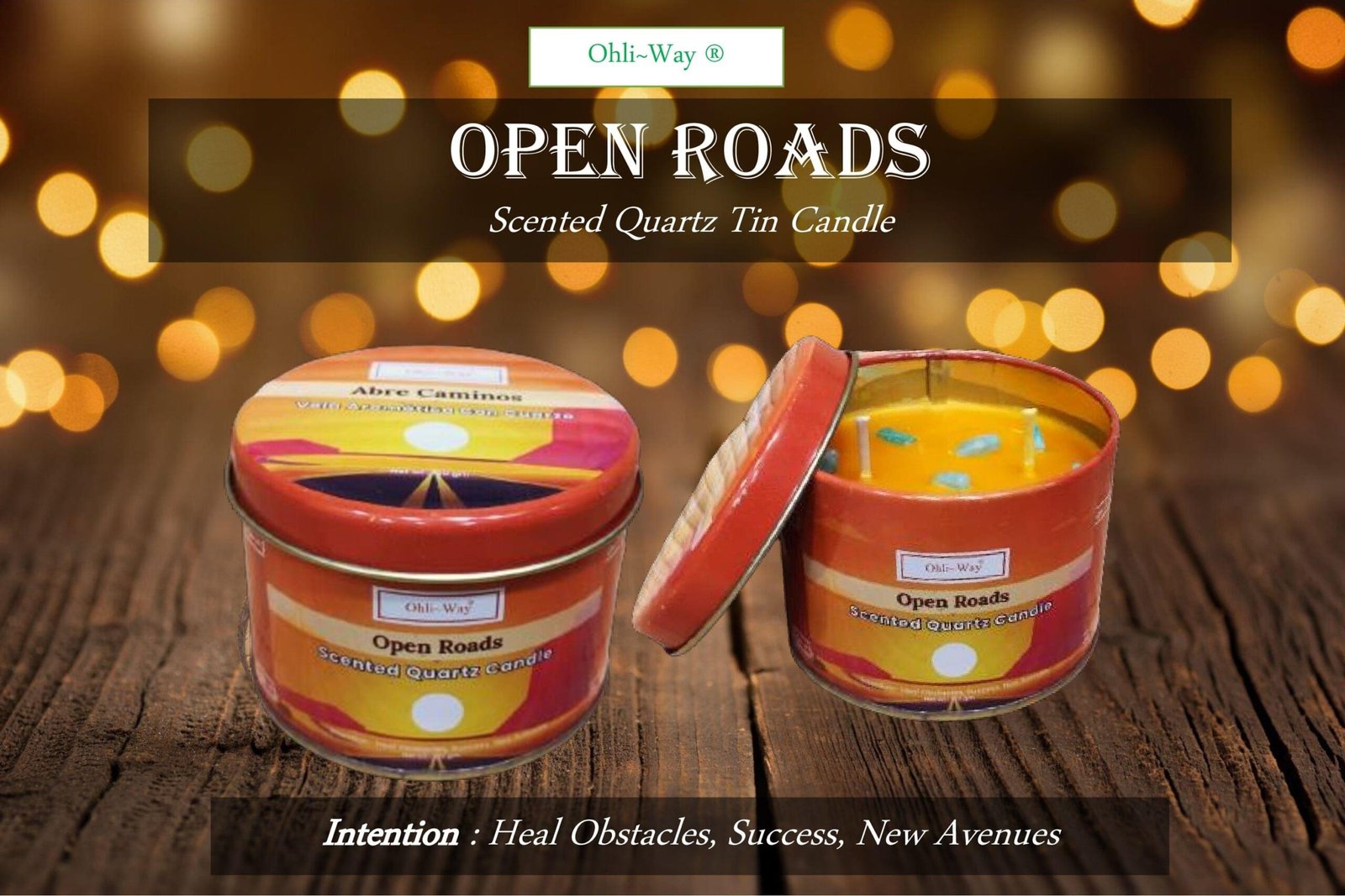 Ohli-Way Scented Quartz Tin Candle OPEN ROADS