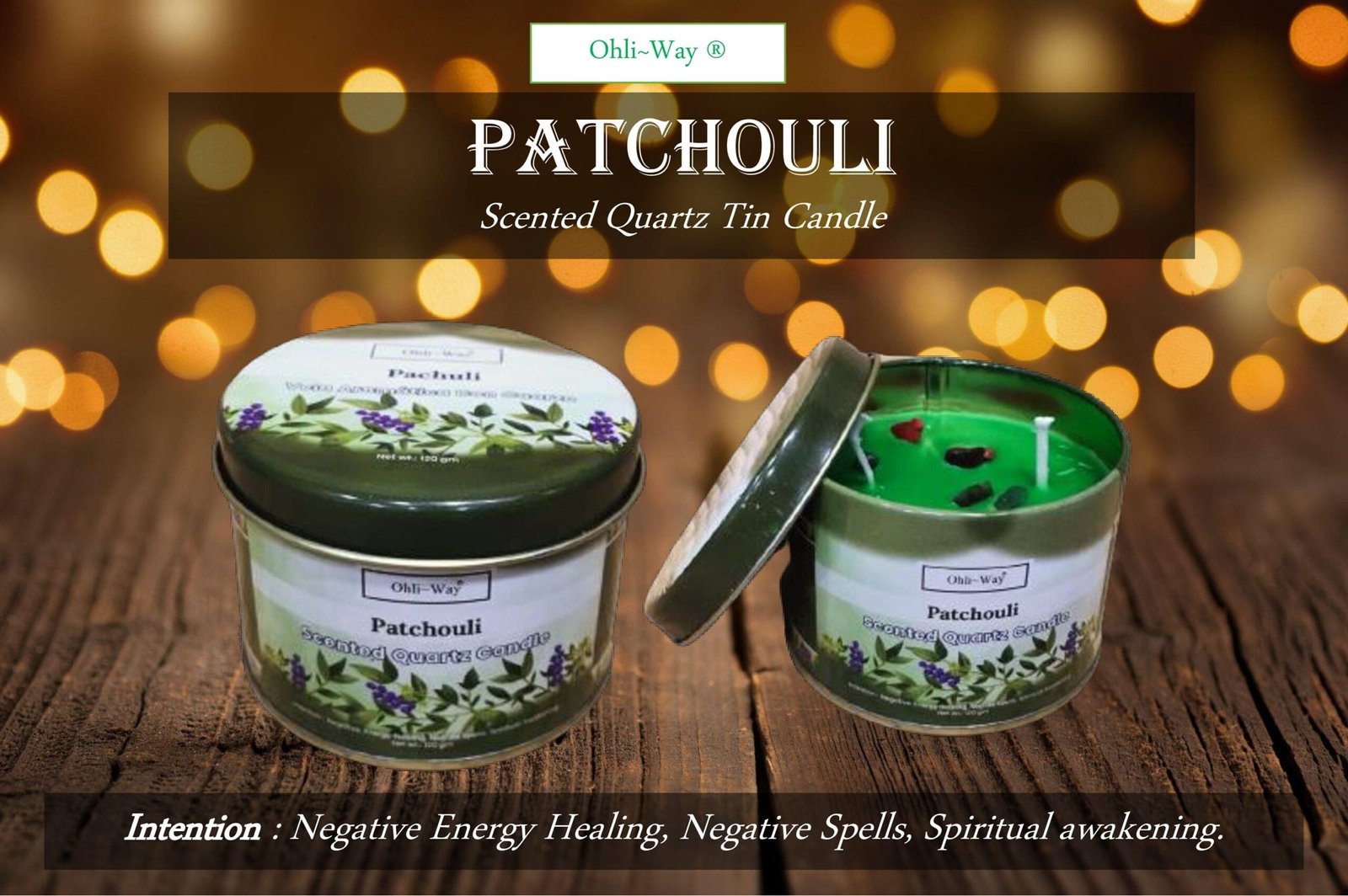 Ohli-Way Scented Quartz Tin Candle PATCHOULI