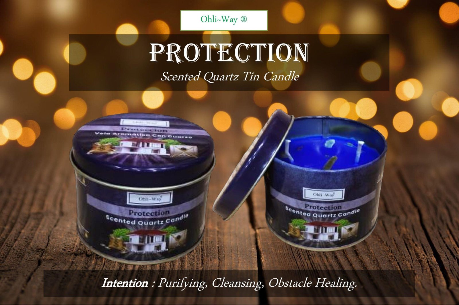 Ohli-Way Scented Quartz Tin Candle PROTECTION