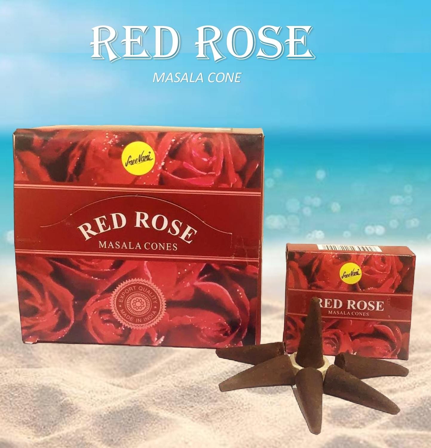 Sreevani Natural Masala Incense Cones Red Rose