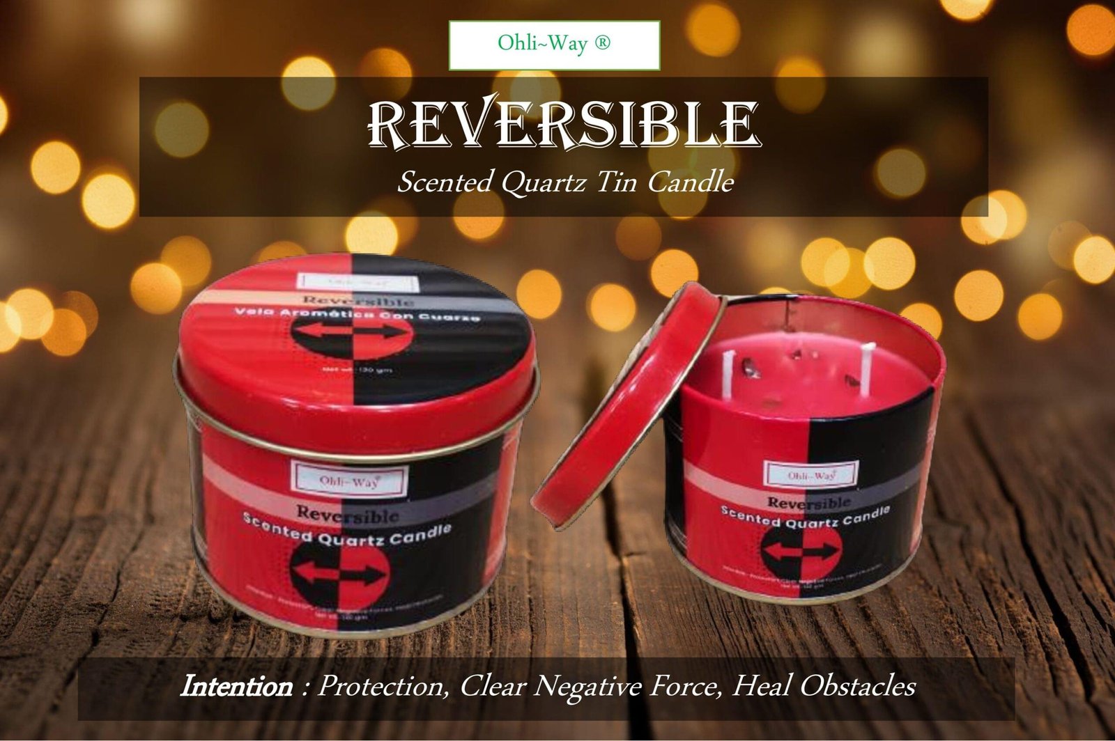 Ohli-Way Scented Quartz Tin Candle REVERSIBLE