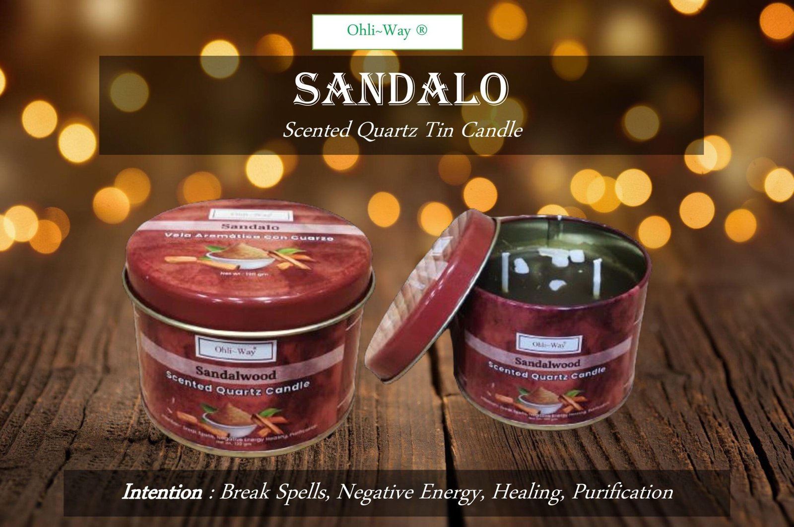 Ohli-Way Scented Quartz Tin Candle SANDALO