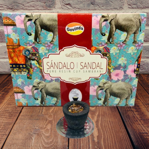 Govinda Pure Resin Incense Cup Sambrani box  of 12 Cups  Sandalo | Sandal