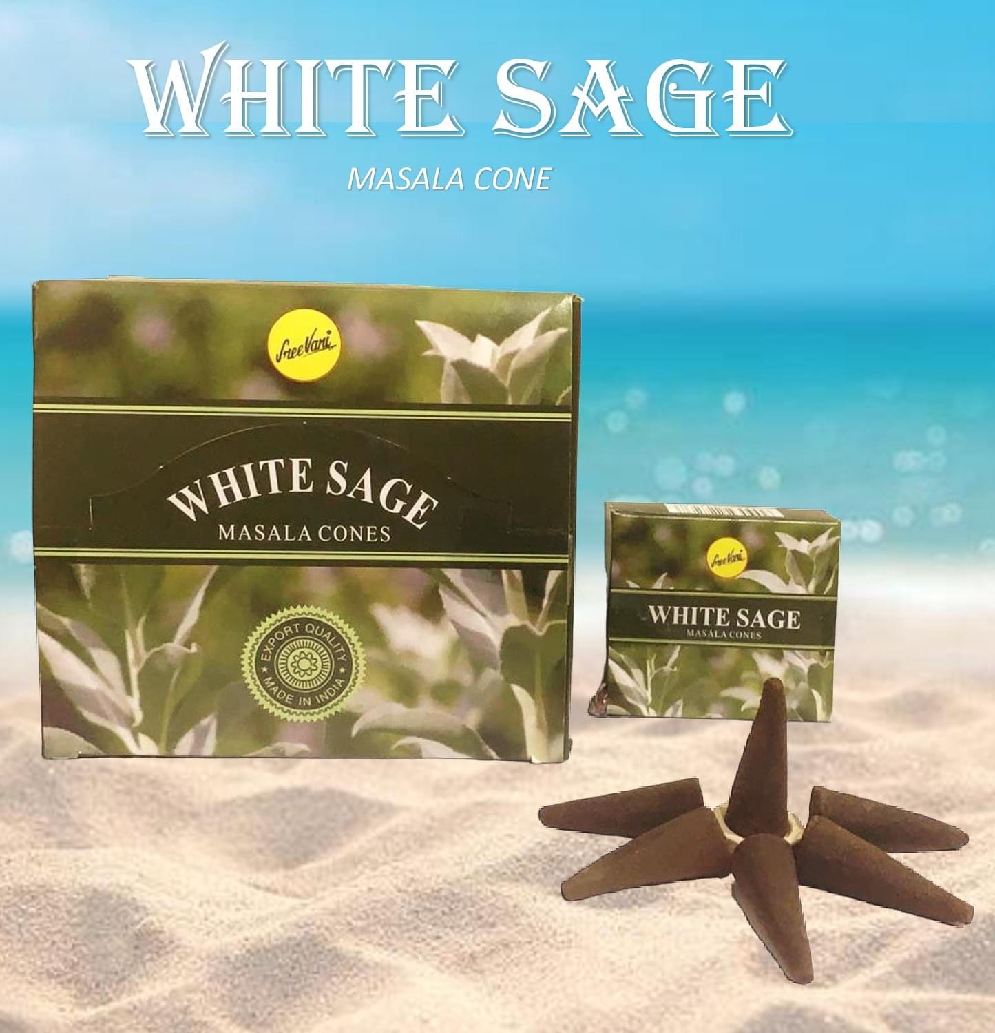Sreevani Natural Masala Incense Cones White Sage
