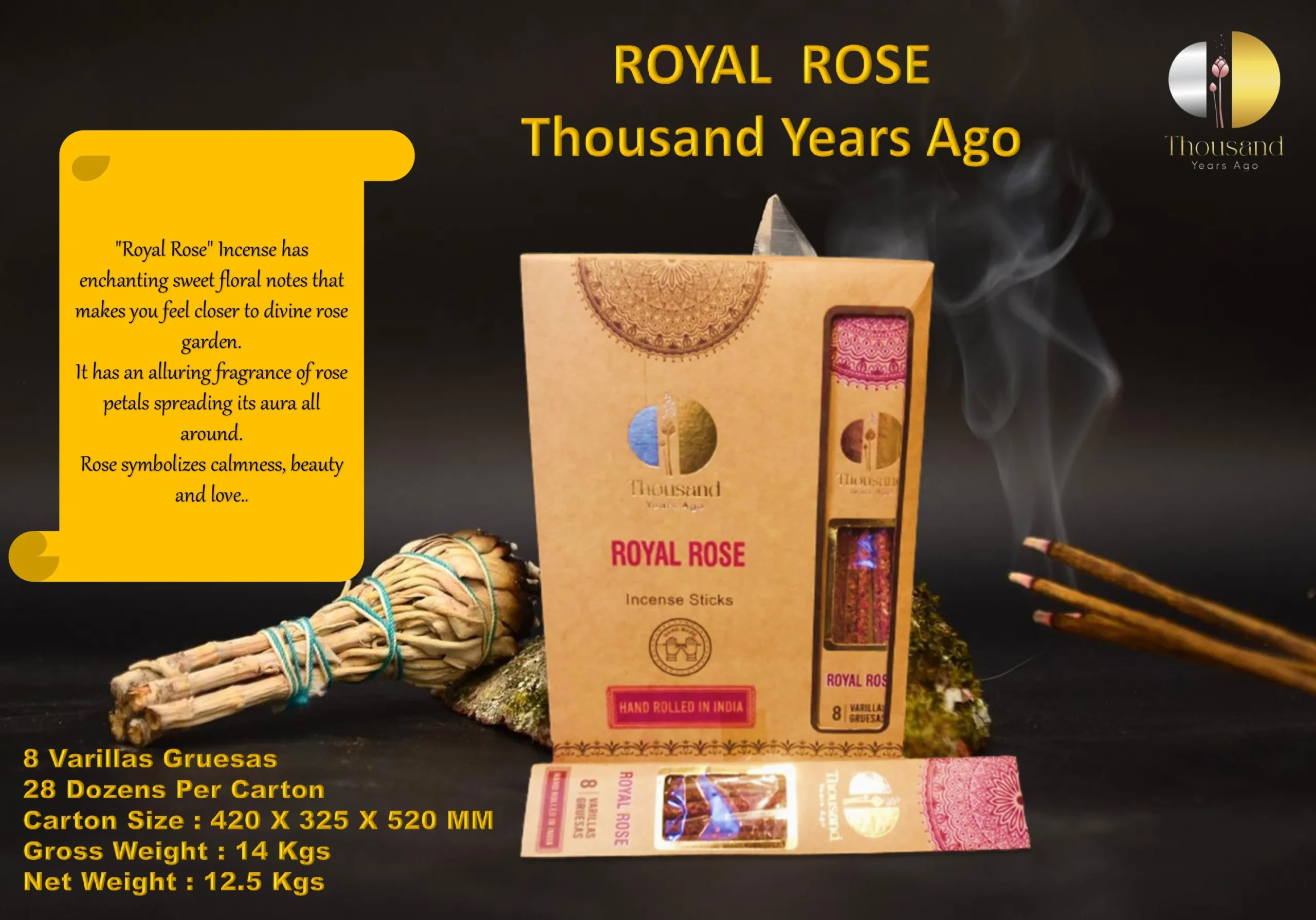 Thousand Years Ago Premium Incense Sticks Royal Rose