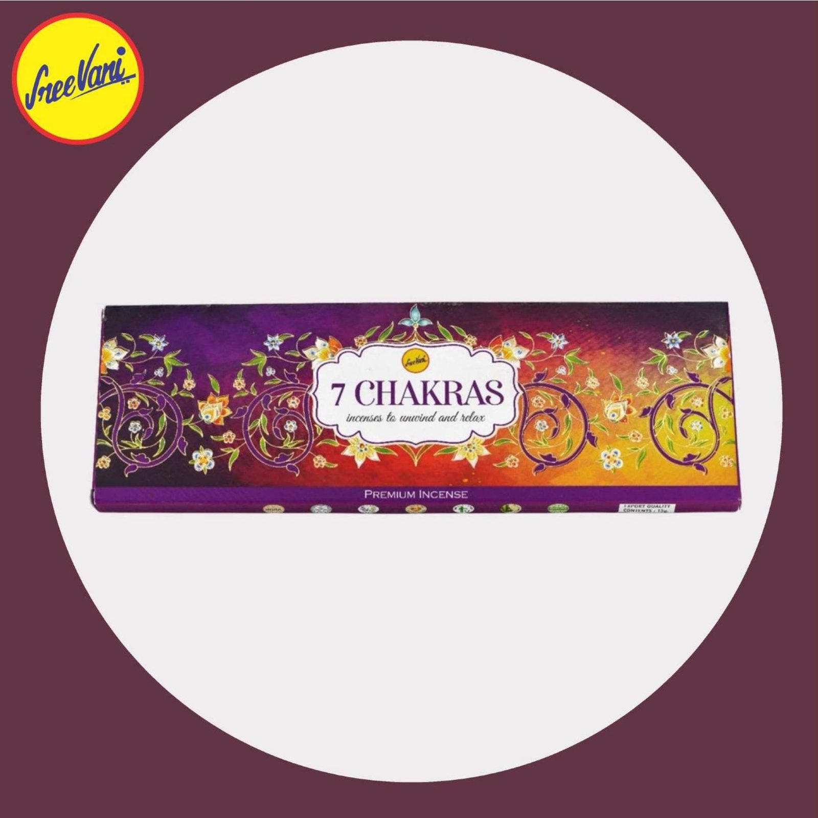 7 Chakras - Divine Incense - 15 Gm  //Sreevani Incense