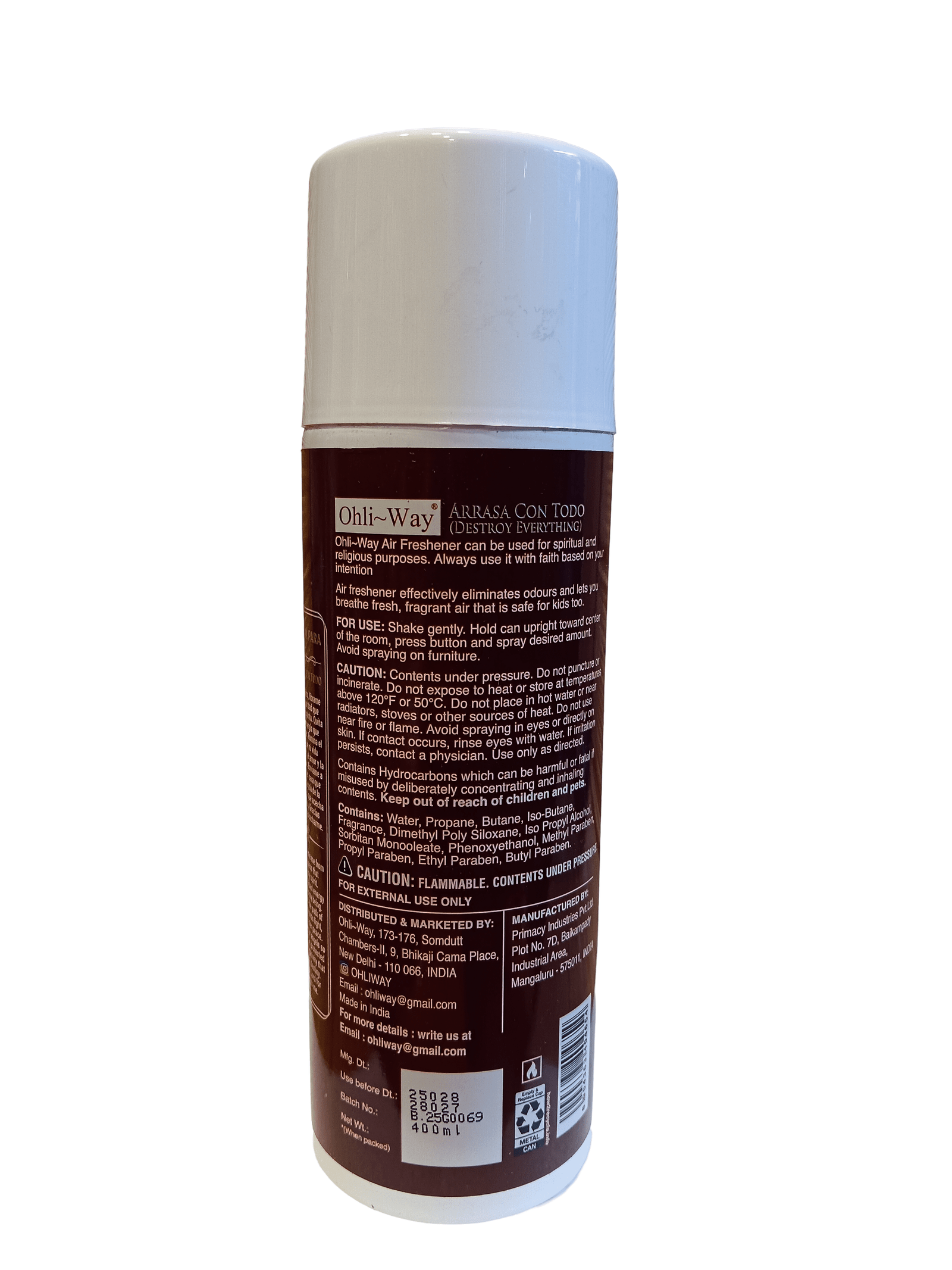 Destroy Everything  / Arrasa Con Todo Air Freshener Aerosol Spray Ohli~Way (400 ml / 13.52 fl.oz) - Image 4
