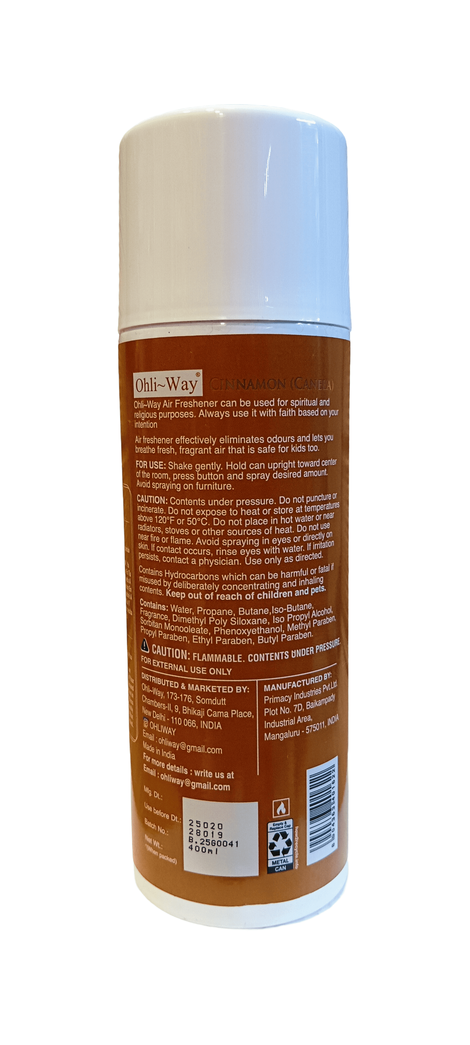 Cinnamon/ Canela Air Freshener Aerosol Spray Ohli~Way (400 ml / 13.52 fl.oz) - Image 4