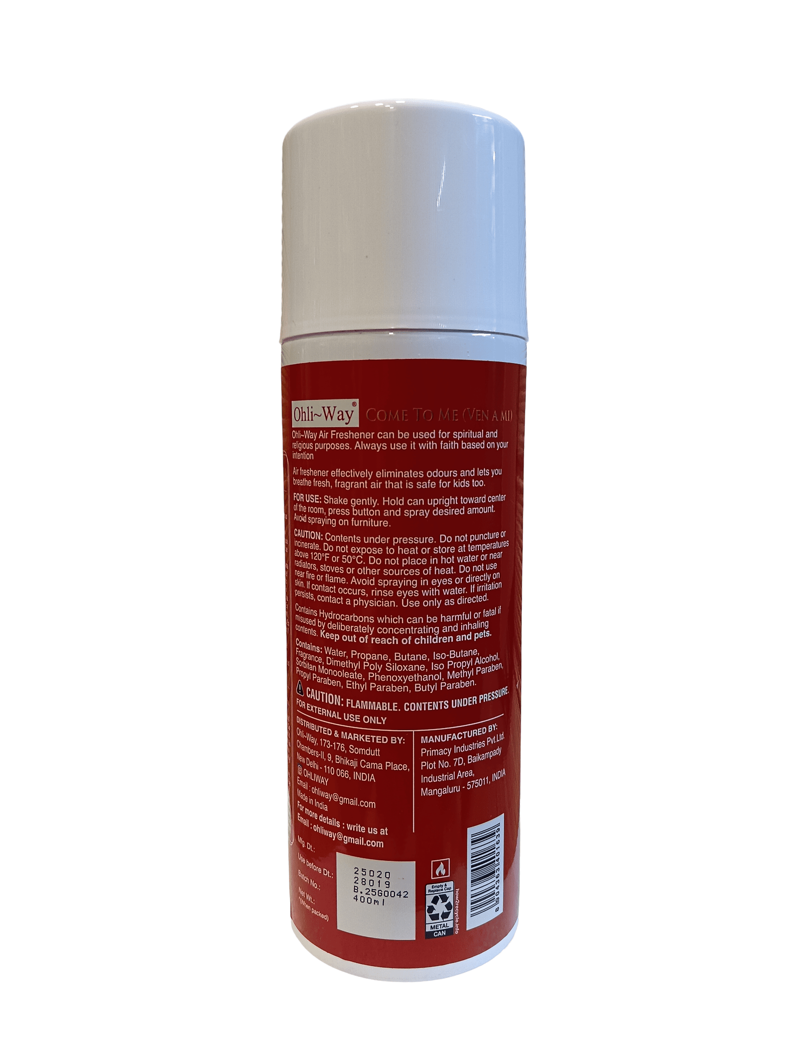 Come To Me / Ven a Mi Air Freshener Aerosol Spray Ohli~Way (400 ml / 13.52 fl.oz) - Image 2