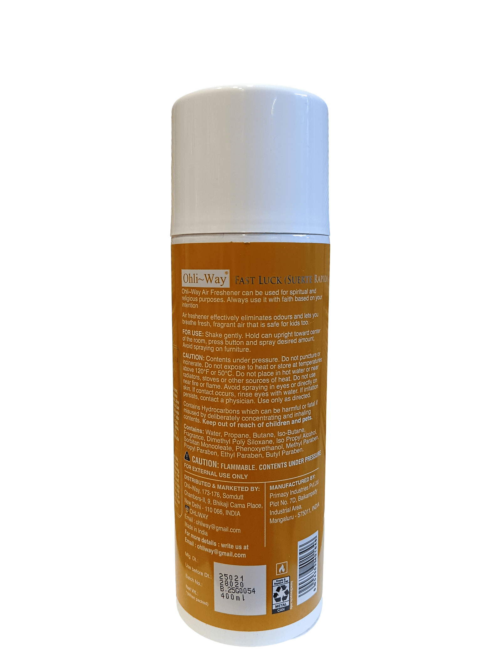 Fast Luck / Suerte Rápida Air Freshener Aerosol Spray Ohli~Way (400 ml / 13.52 fl.oz) - Image 4