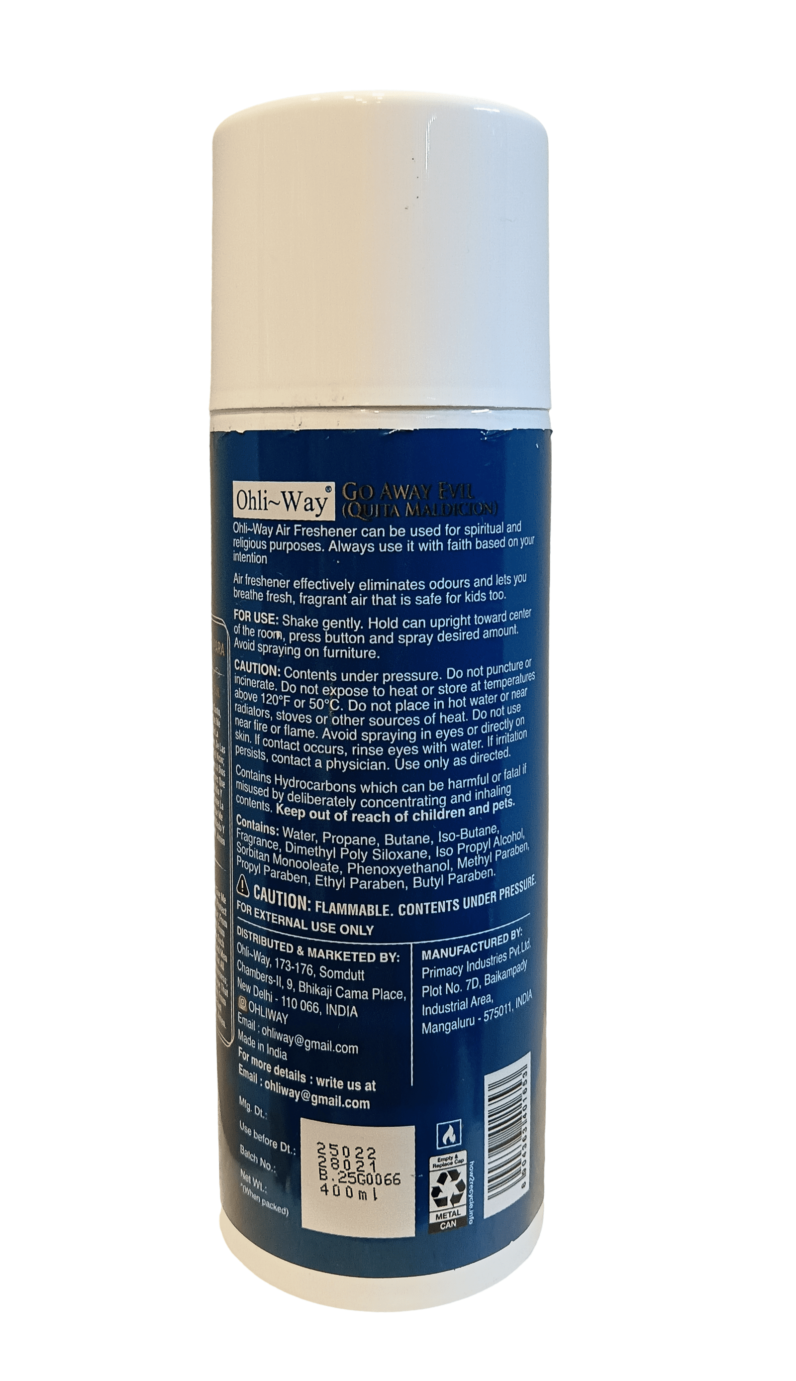 Go Away Evil / Quita Maldicion  Air Freshener Aerosol Spray Ohli~Way (400 ml / 13.52 fl.oz) - Image 4