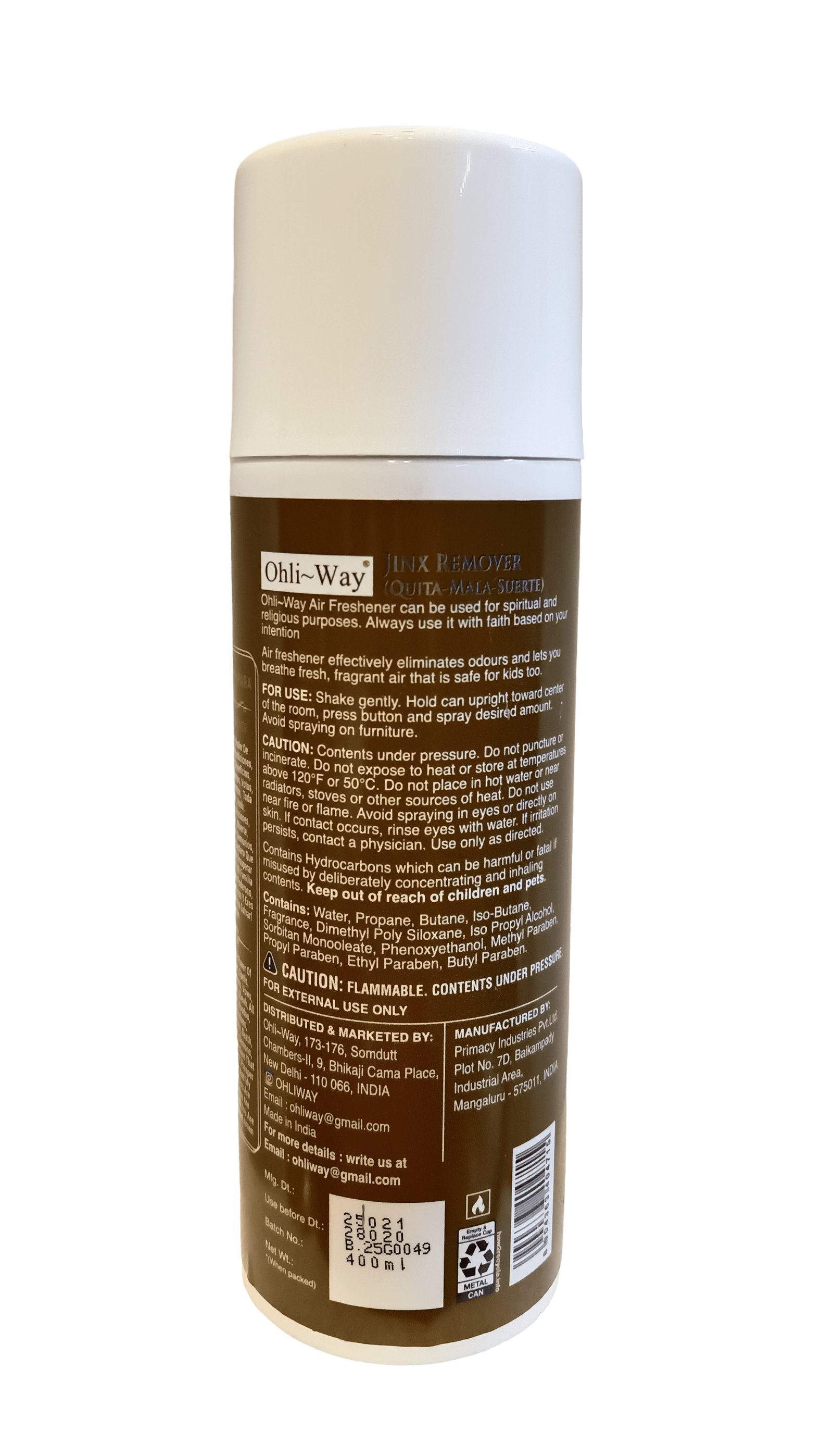 Jinx Remover / Quita Mala Suerte Air Freshener Aerosol Spray Ohli~Way (400 ml / 13.52 fl.oz) - Image 4
